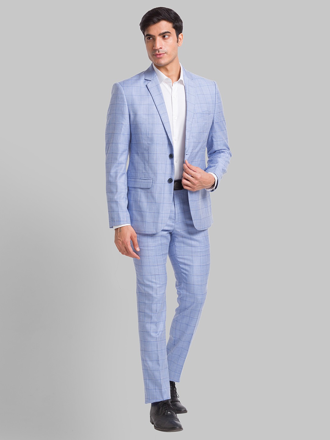 Park Avenue Super Slim Fit Medium Blue Suit For Men