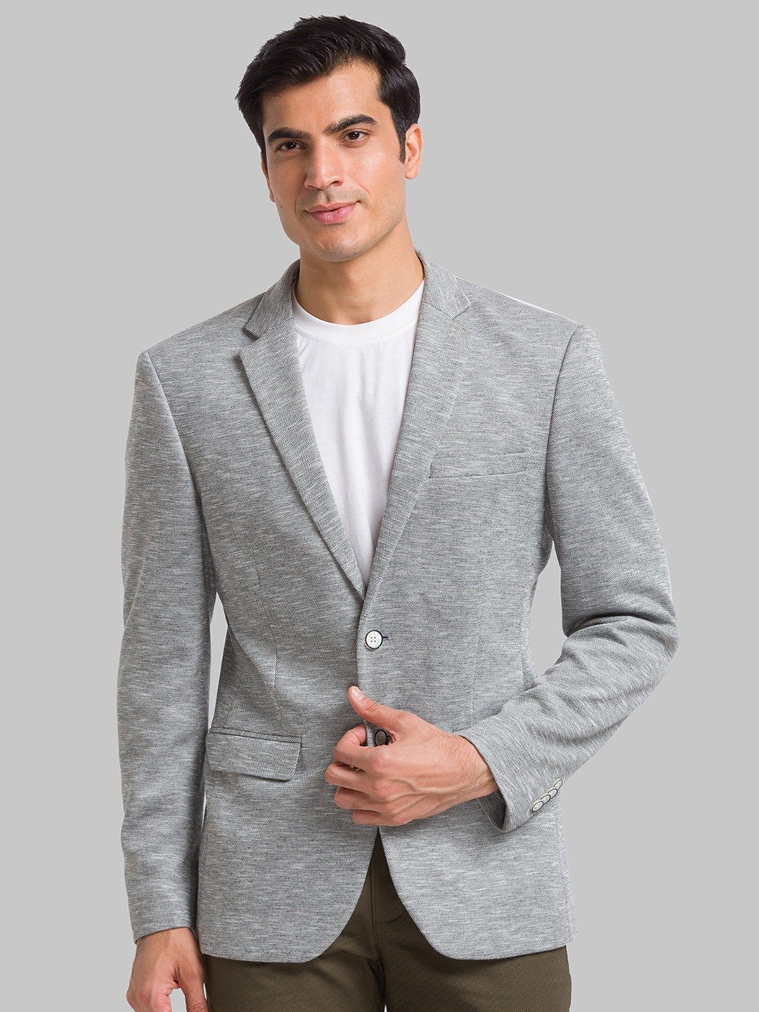 Park Avenue Active Fit Medium Grey Blazer For Men
