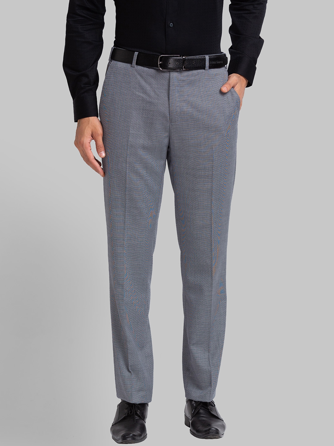 Raymond Men's Flat Front Contemporary Fit Dark Blue Formal Trouser :  Amazon.in: Fashion