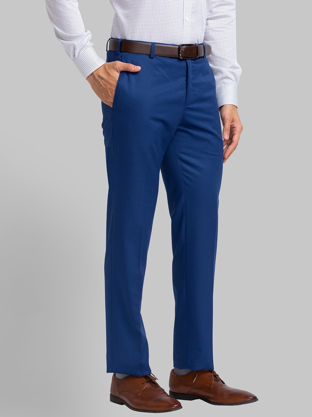 Buy Raymond Navy Contemporary Fit Trousers for Men Online  Tata CLiQ