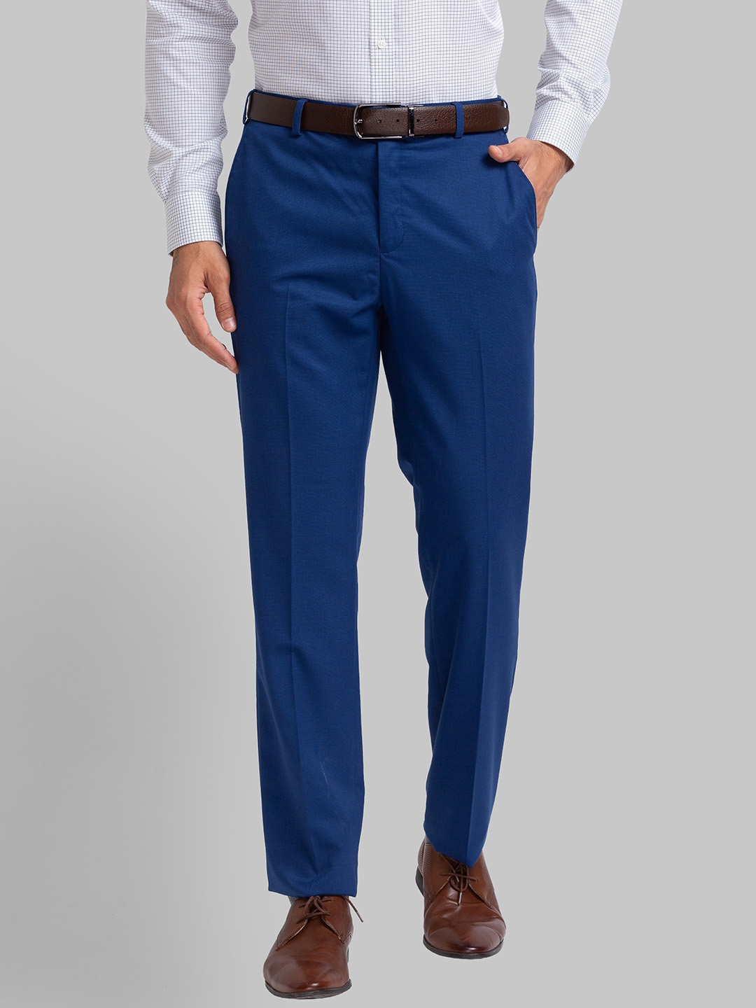 Buy Raymond Slim Fit Checkered Grey Formal Trouser online