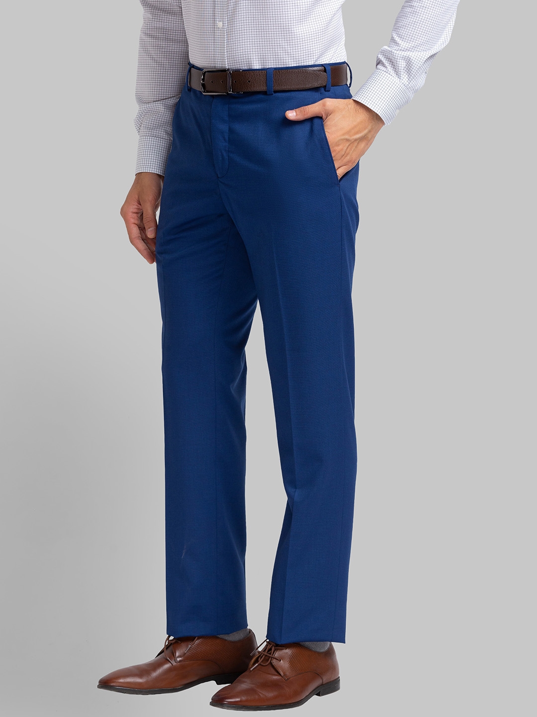 Buy RAYMOND Grey Mens Slim Fit Structured Trousers | Shoppers Stop