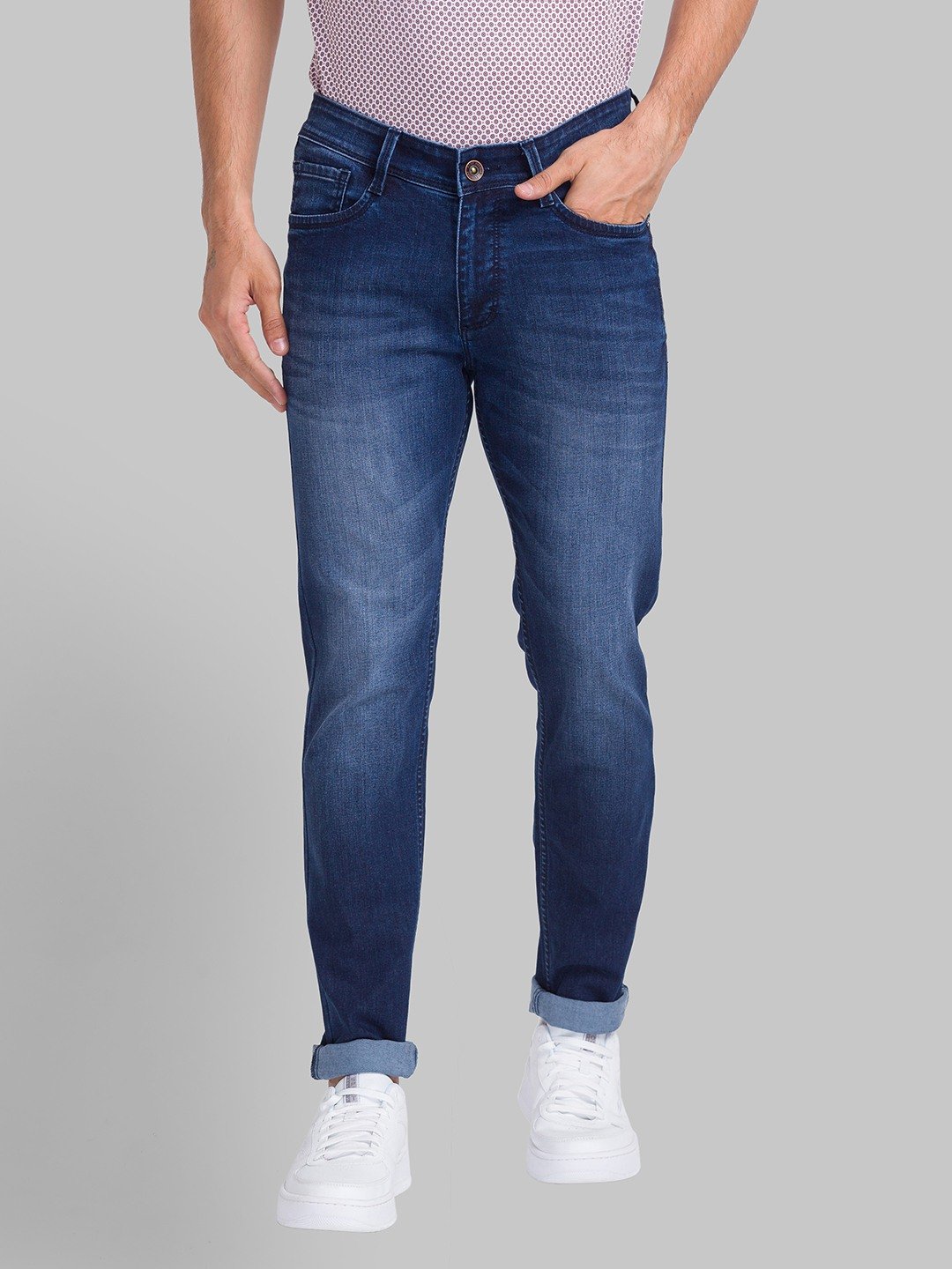 Park Avenue  Mod Fit Dark Blue Jeans For Men