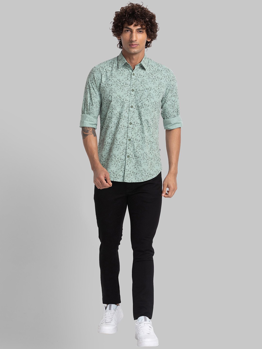 Parx Slim Fit Light Green Formal Shirt For Men