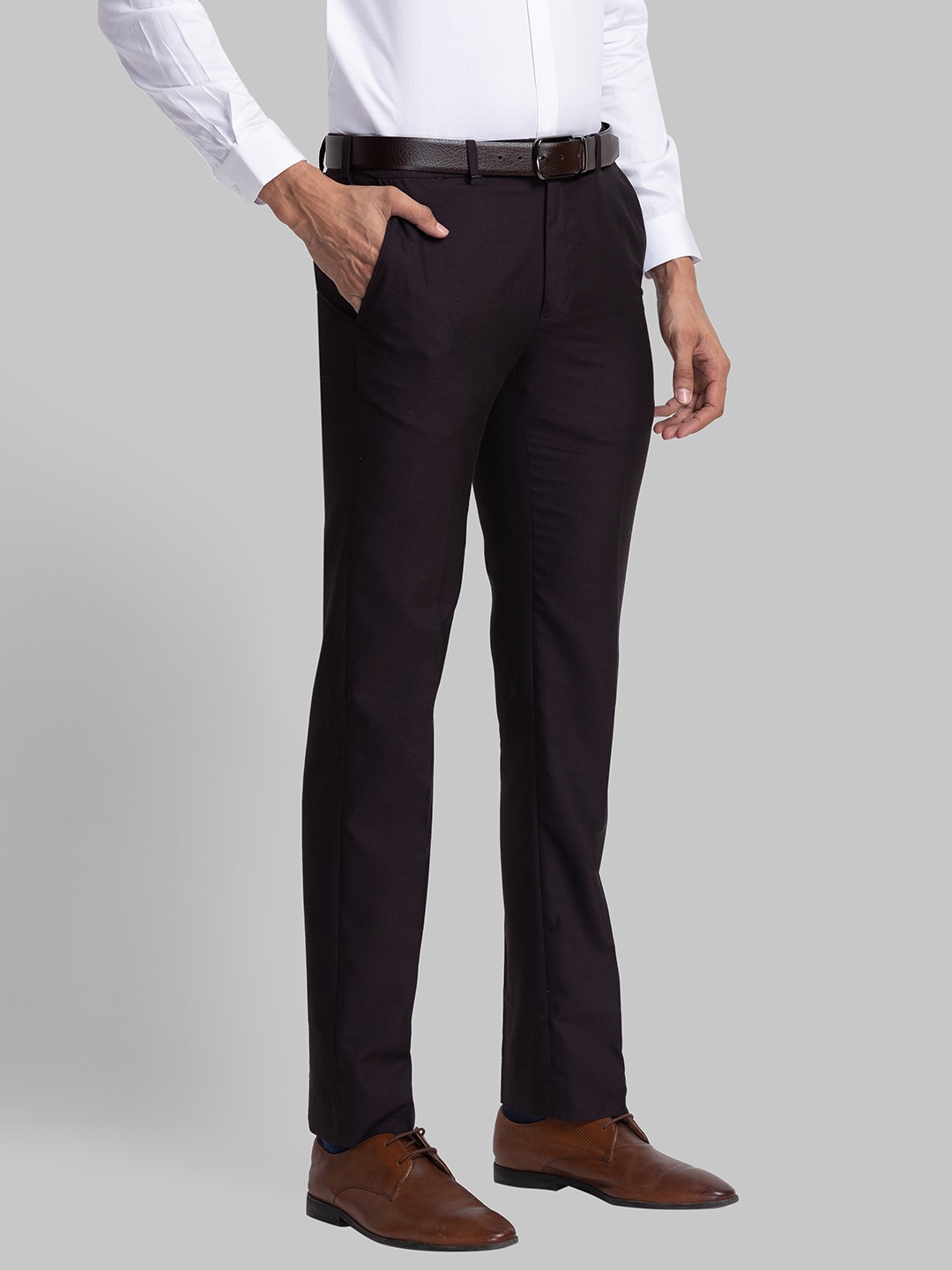 Raymond Contemporary Fit Dark Maroon Trouser For Men