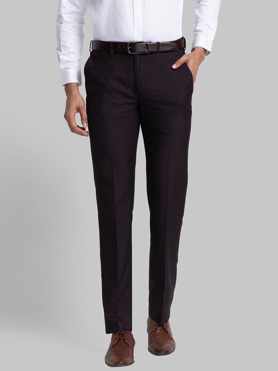 Raymond Contemporary Fit Dark Maroon Trouser For Men