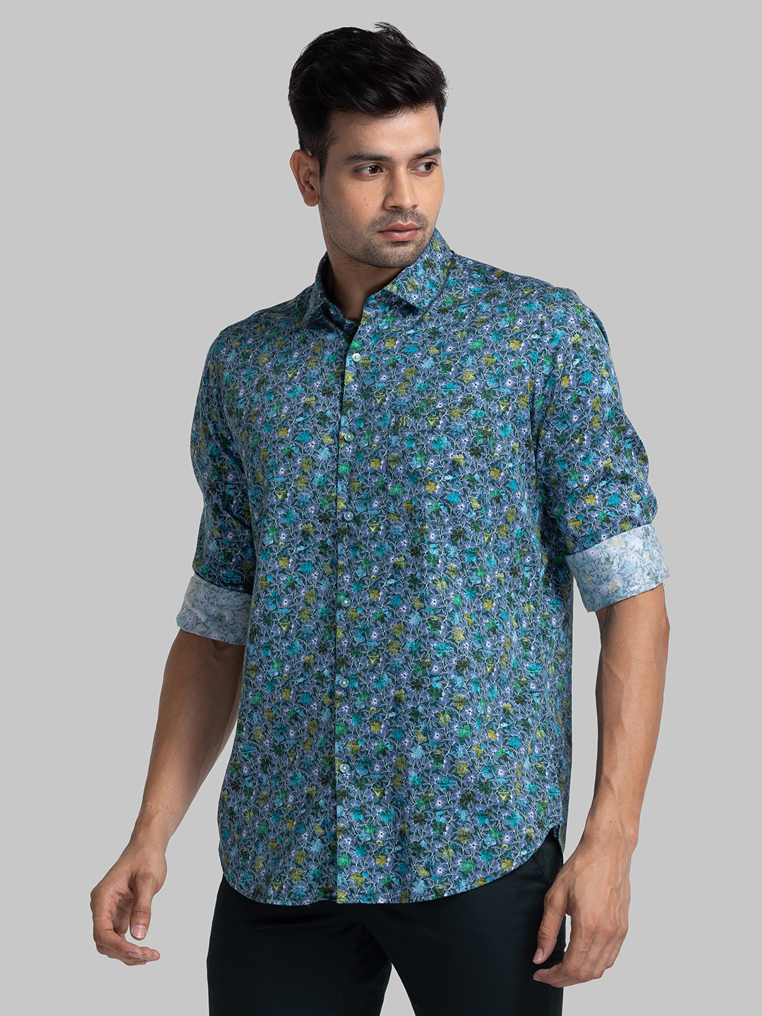 Raymond Contemporary With Pocket Dark Green Casual Shirt For Men Raymond