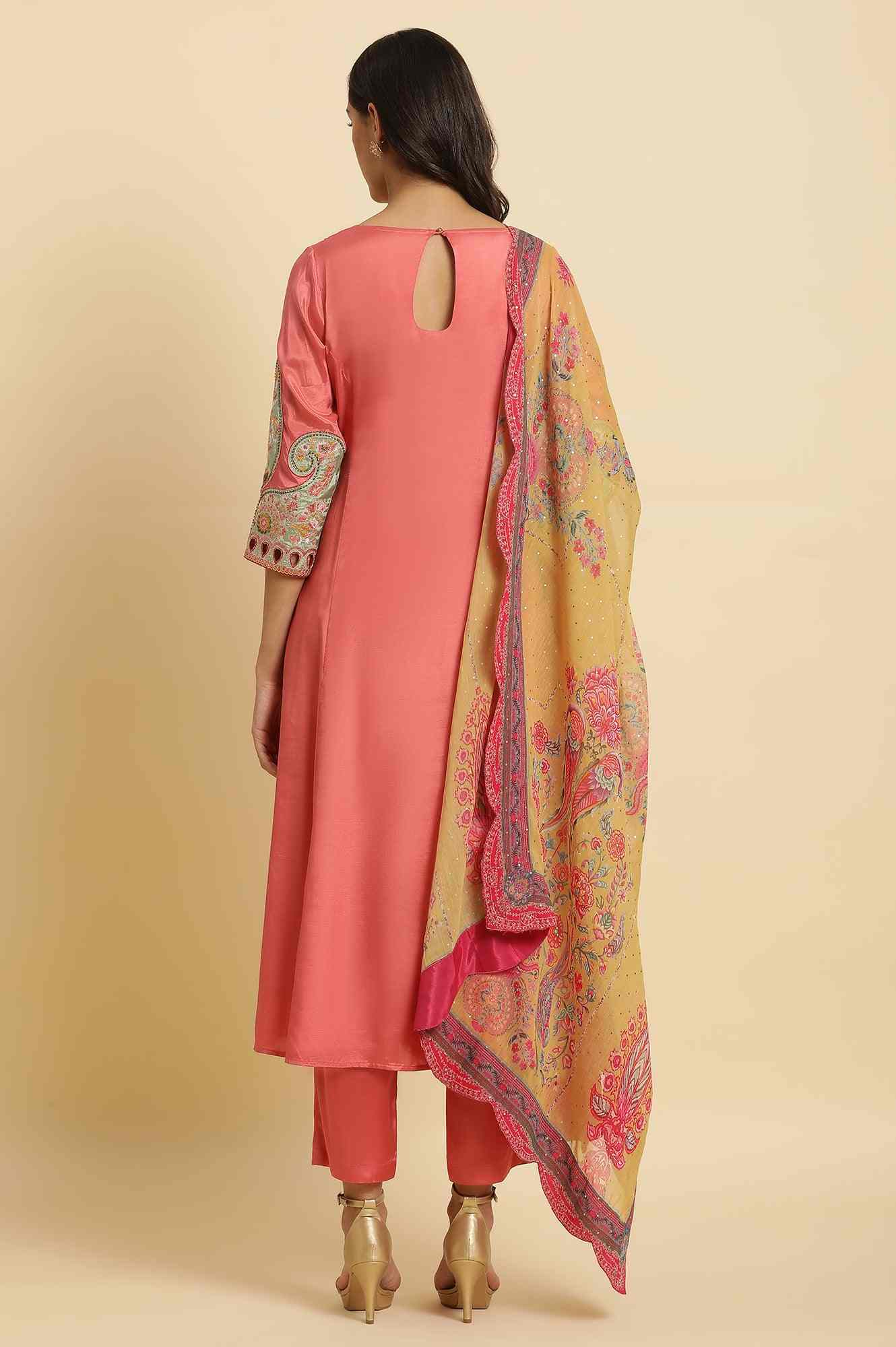 W LADIES WESTERN KURTI 3PCS SET 24AUSP11369 219136