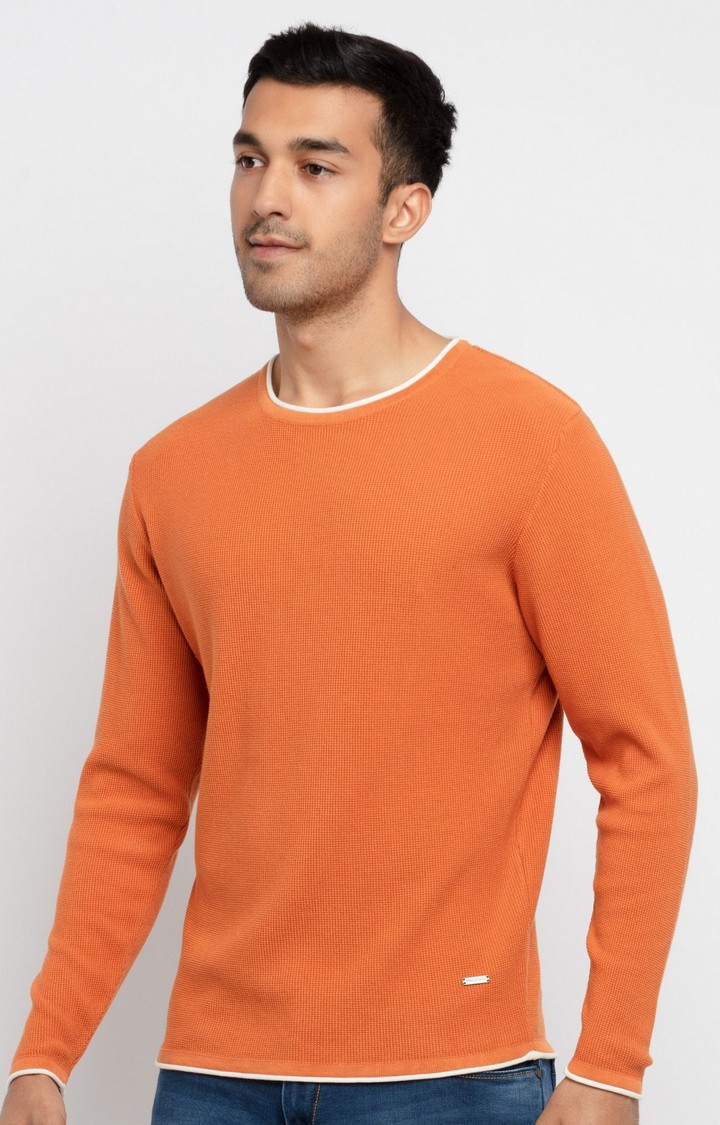 Status Quo | Men's Orange Acrylic Knitted Sweaters 2