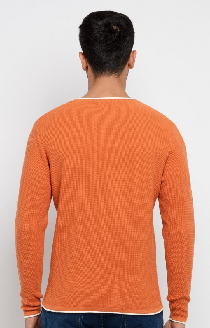 Status Quo | Men's Orange Acrylic Knitted Sweaters 3