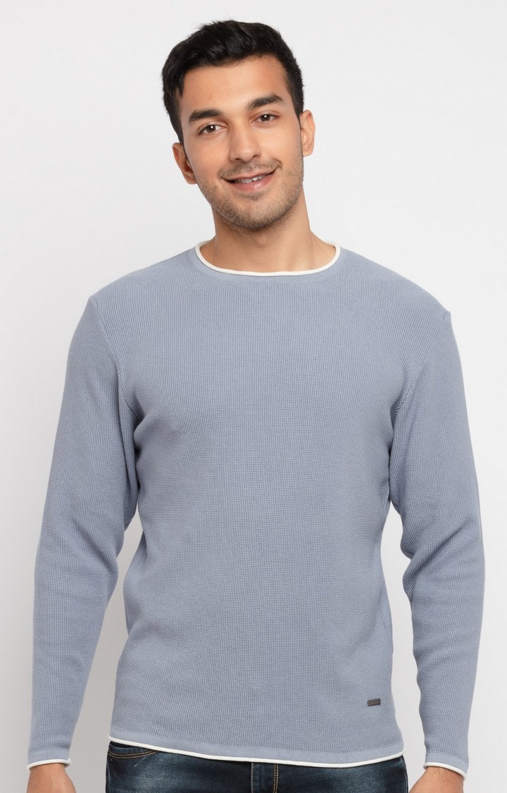 Status Quo | Men's Grey Acrylic Knitted Sweaters 0