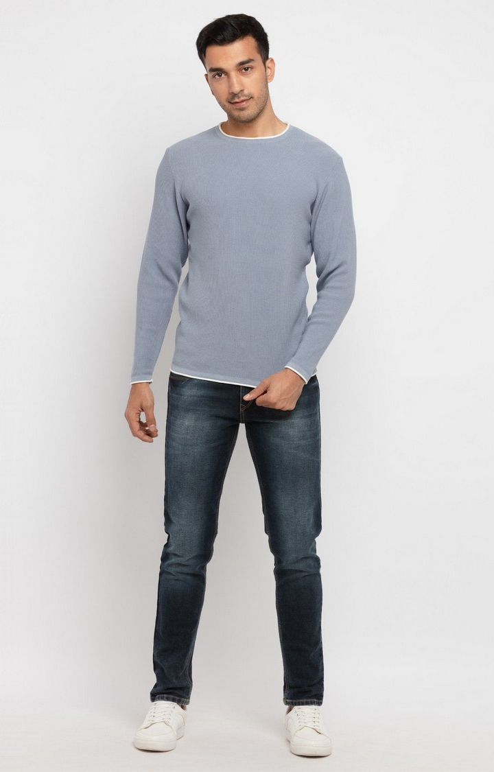 Status Quo | Men's Grey Acrylic Knitted Sweaters 1