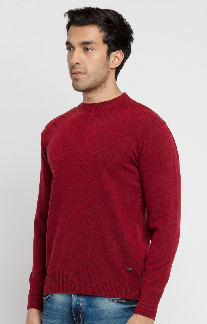 Status Quo | Men's Red Acrylic Solid Sweaters 2