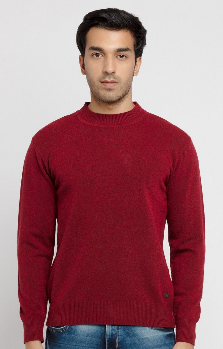 Status Quo | Men's Red Acrylic Solid Sweaters 0