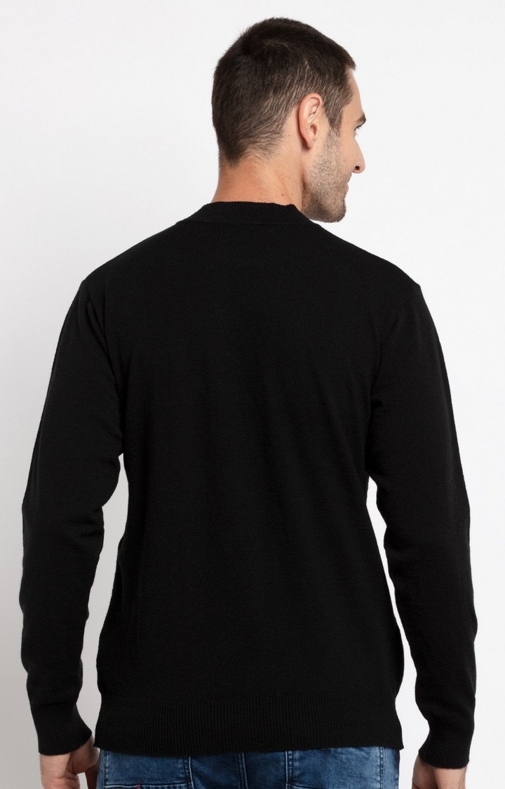 Status Quo | Men's Black Acrylic Solid Sweatshirts 3