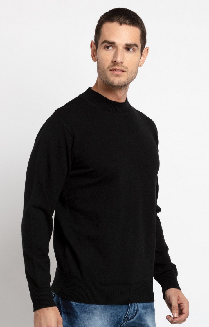Status Quo | Men's Black Acrylic Solid Sweatshirts 2