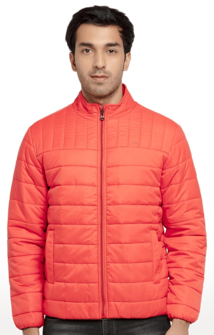 Status Quo | Men's Orange Polyester Quilted Bomber Jackets 0