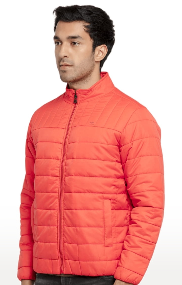 Status Quo | Men's Orange Polyester Quilted Bomber Jackets 1