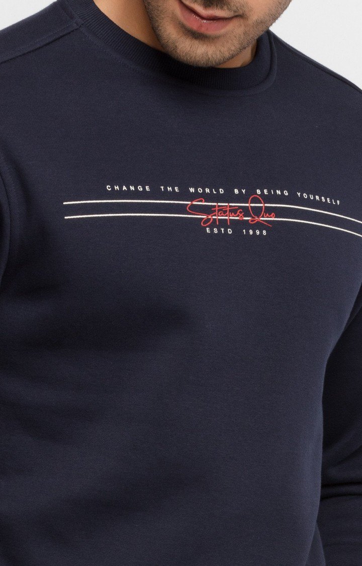 Men's Blue Cotton Solid Sweatshirts