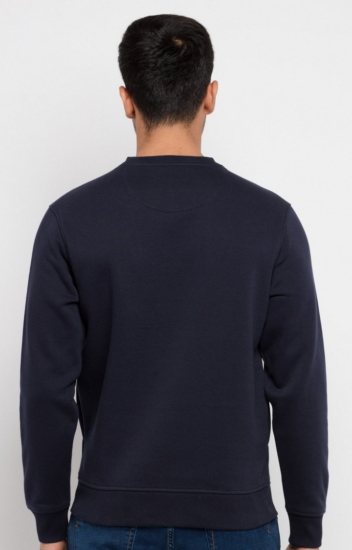 Men's Blue Cotton Solid Sweatshirts