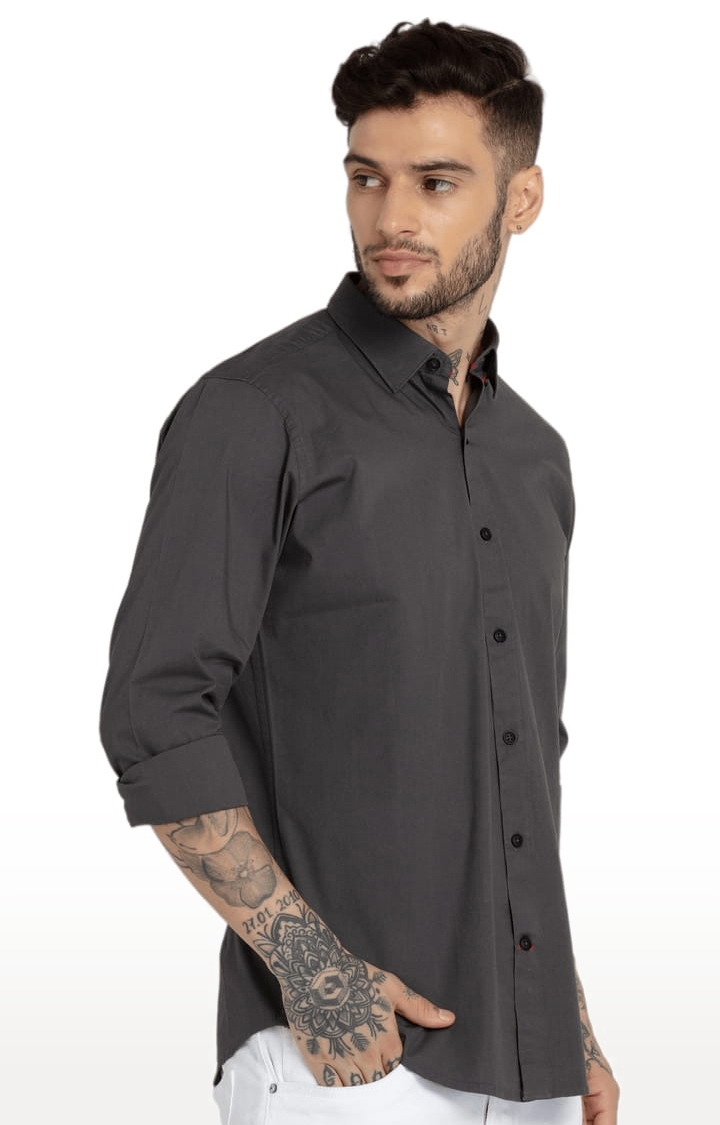 Status Quo | Men's Grey Cotton Solid Casual Shirts 1