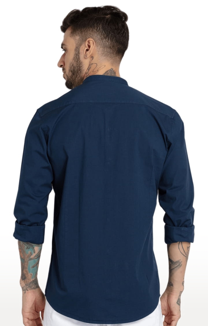 Status Quo | Men's Navy Cotton Solid Casual Shirts 2