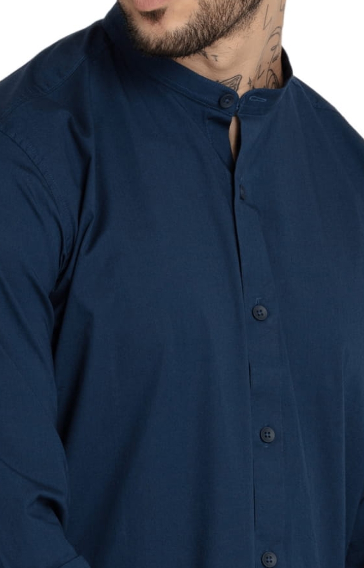 Status Quo | Men's Navy Cotton Solid Casual Shirts 3