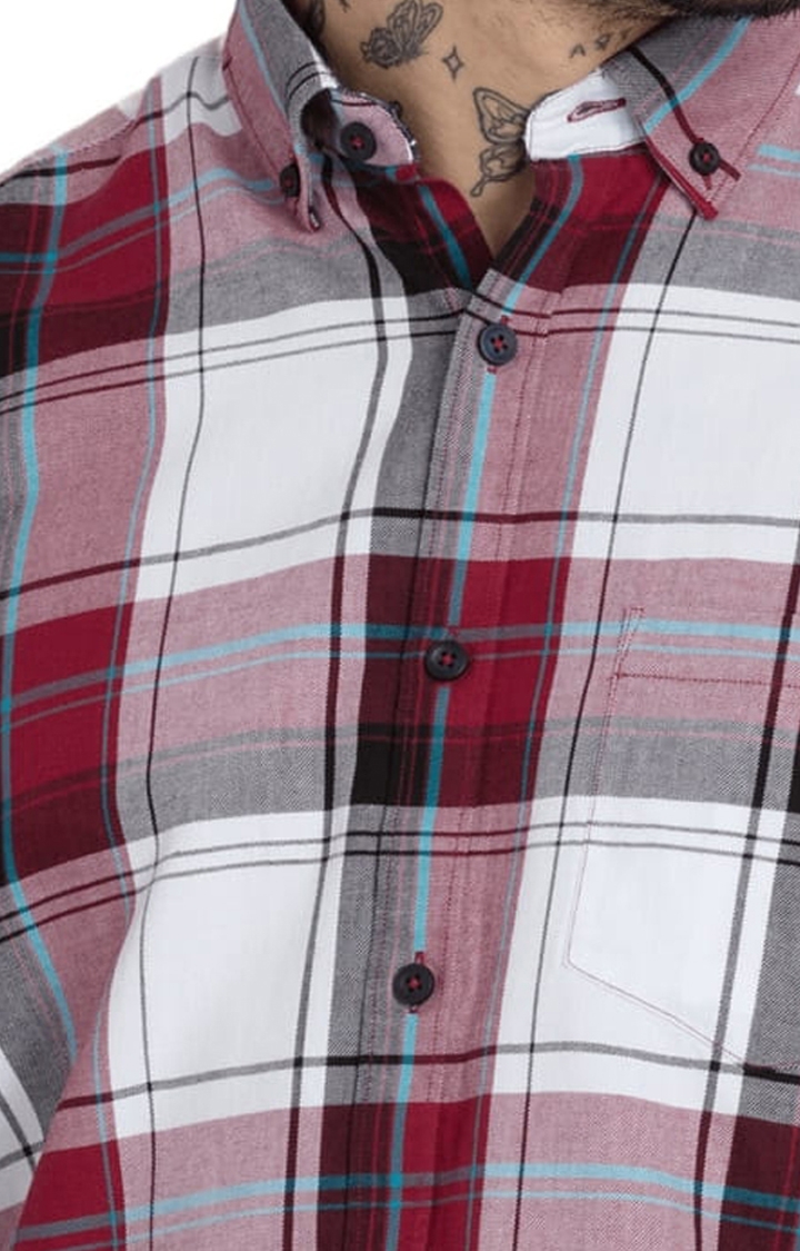 Status Quo | Men's Maroon Cotton Checked Casual Shirts 3