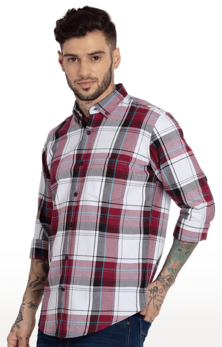 Status Quo | Men's Maroon Cotton Checked Casual Shirts 1
