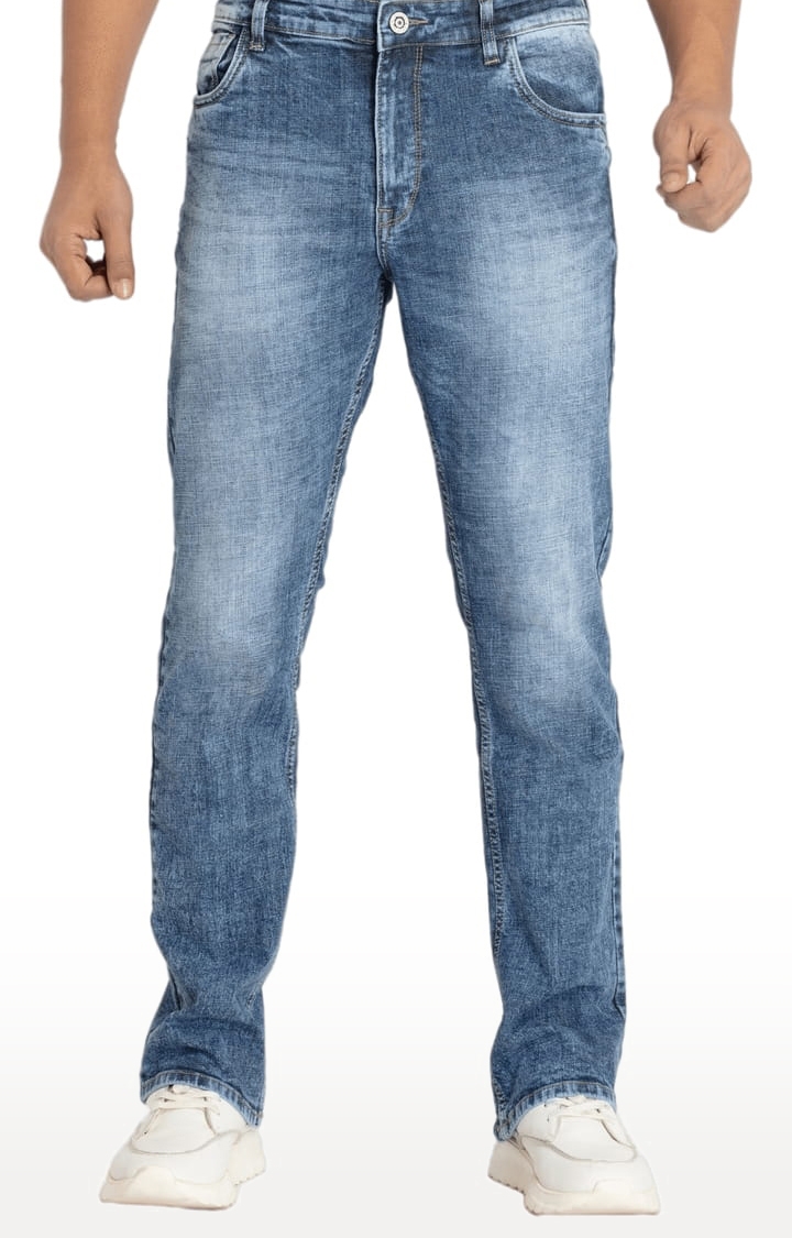 Status Quo | Men's Light Blue Polycotton Solid Straight Jeans 0