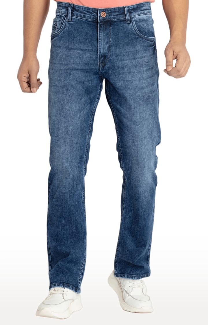 Status Quo | Men's Blue Polycotton Solid Straight Jeans 0