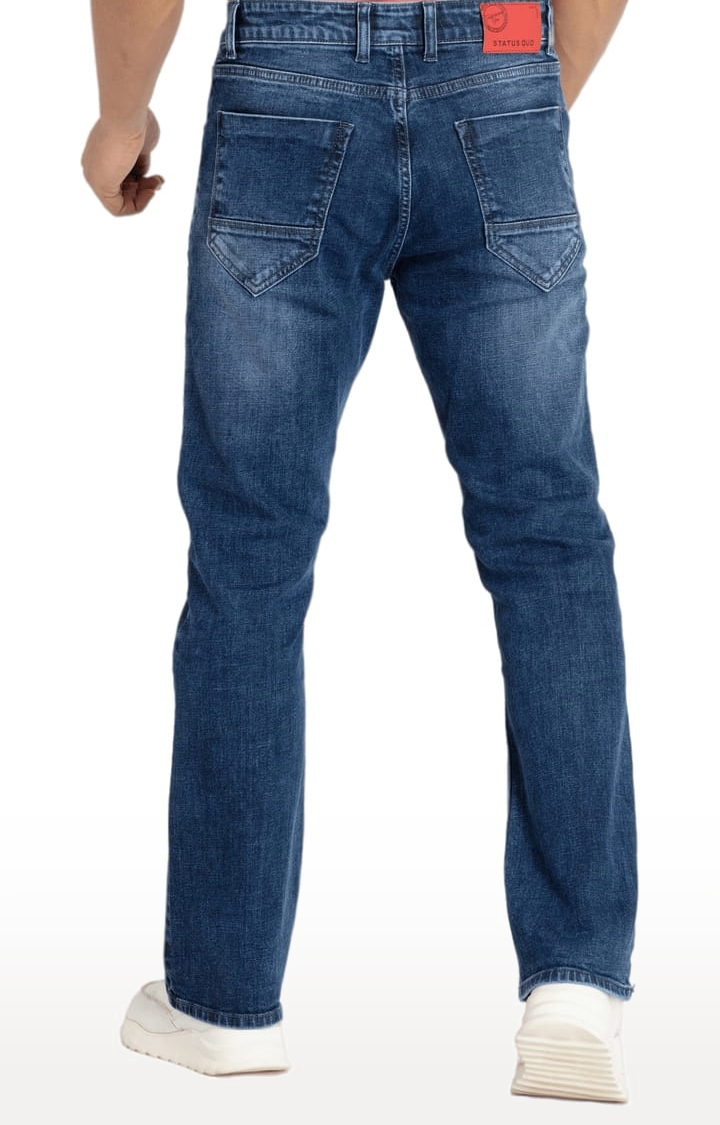 Status Quo | Men's Blue Polycotton Solid Straight Jeans 2