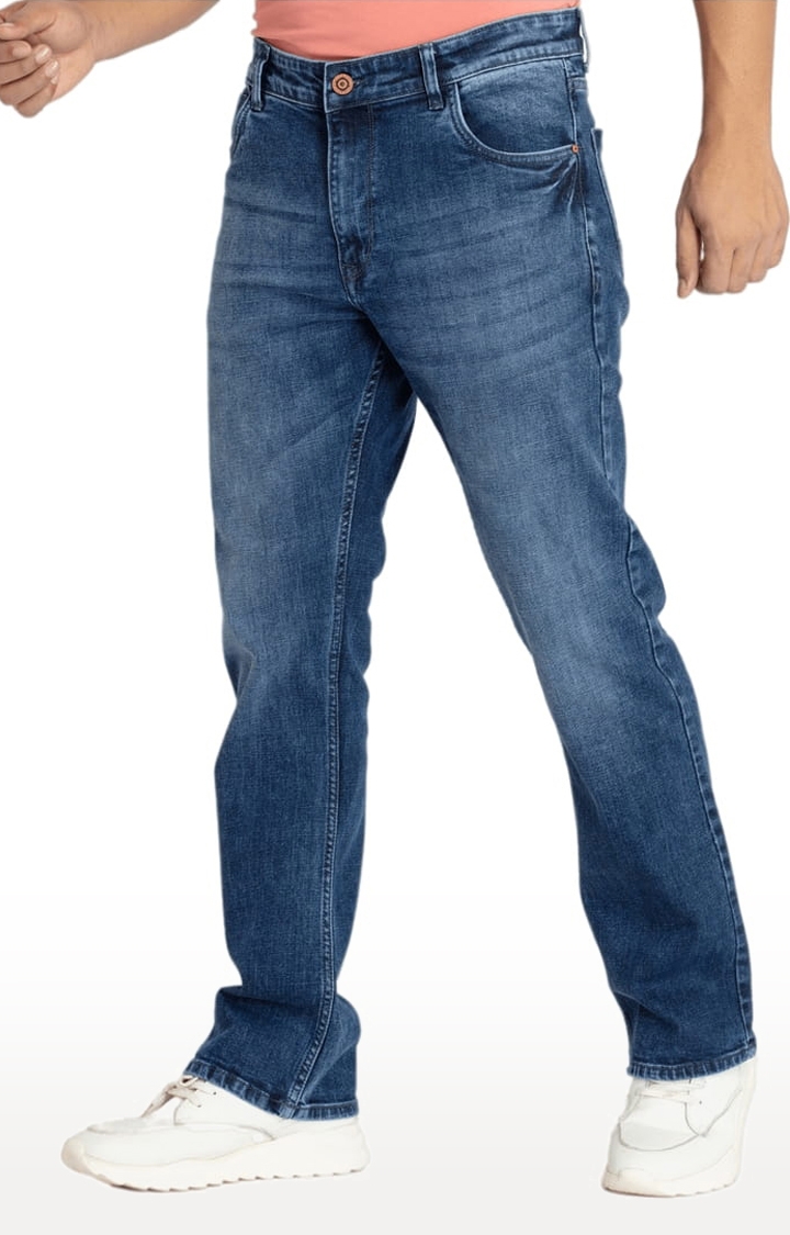 Status Quo | Men's Blue Polycotton Solid Straight Jeans 1