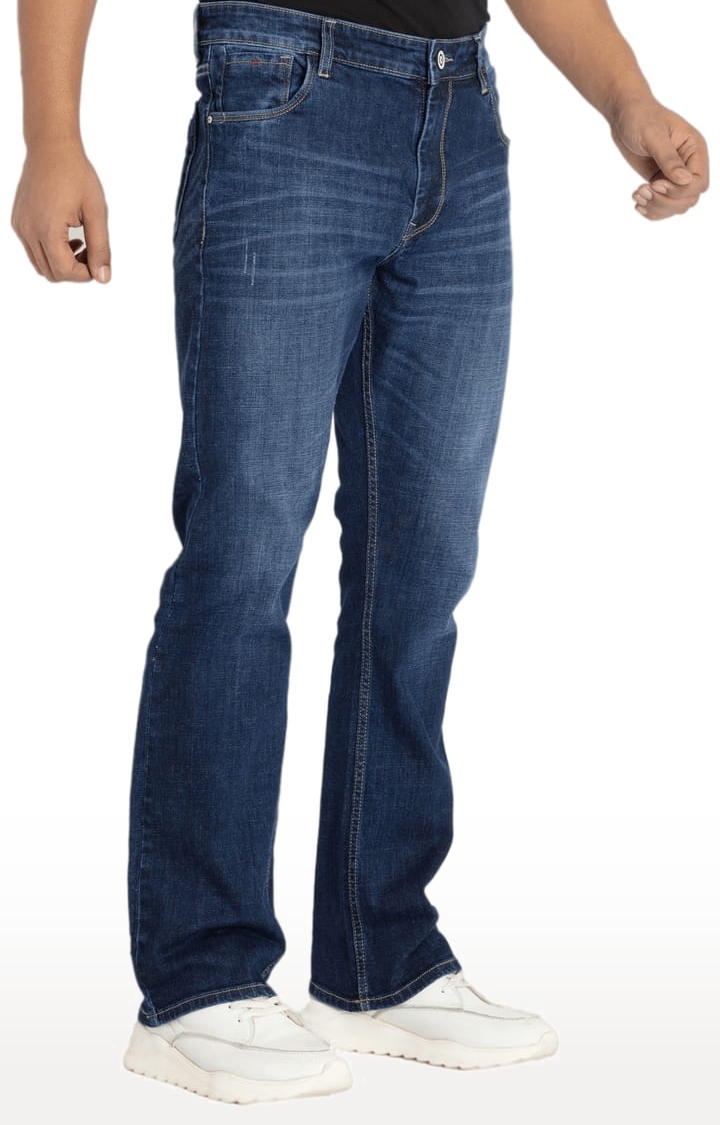 Status Quo | Men's BLUE Polycotton Solid Straight Jeans 1