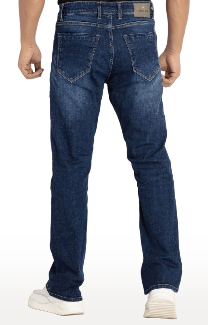 Status Quo | Men's BLUE Polycotton Solid Straight Jeans 2