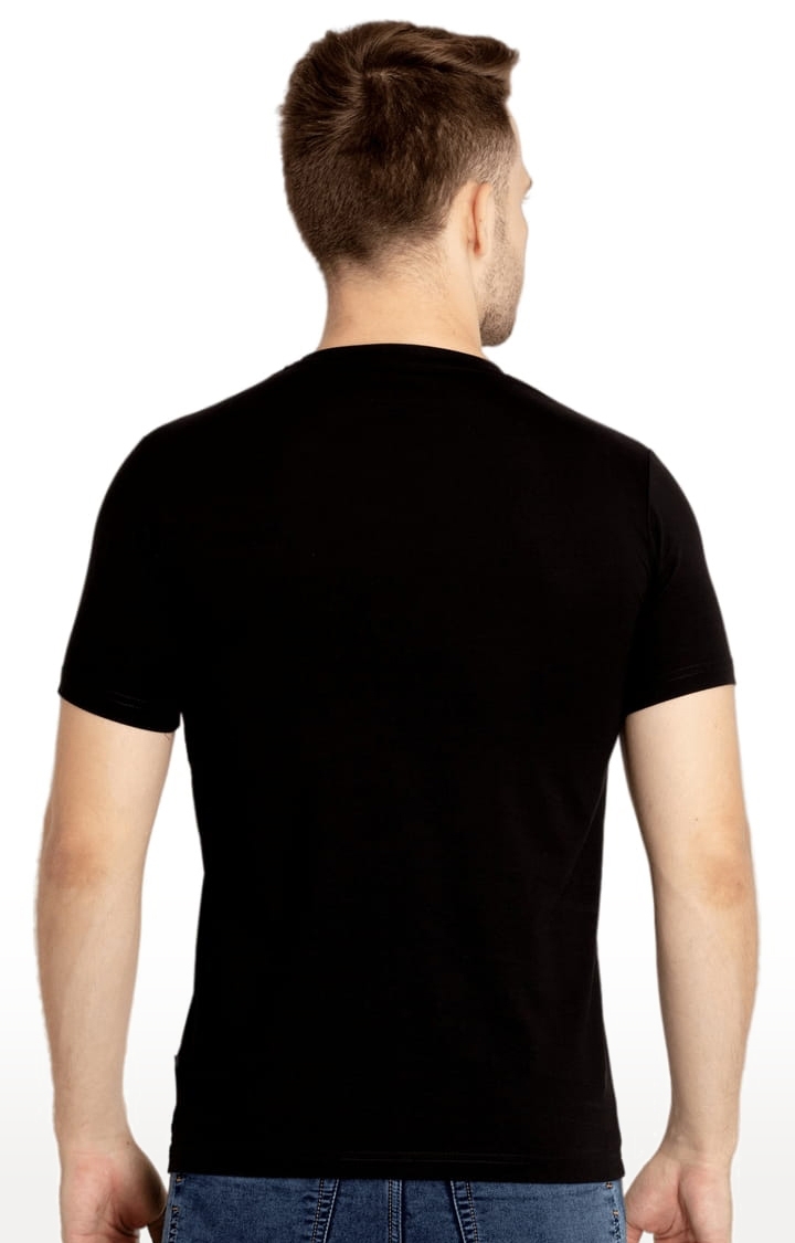 Status Quo | Men's Black Cotton Typographic Printed Regular T-Shirt 2
