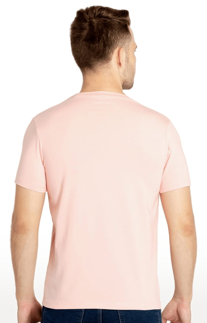 Men's Pink Cotton Printeded Regular T-Shirt