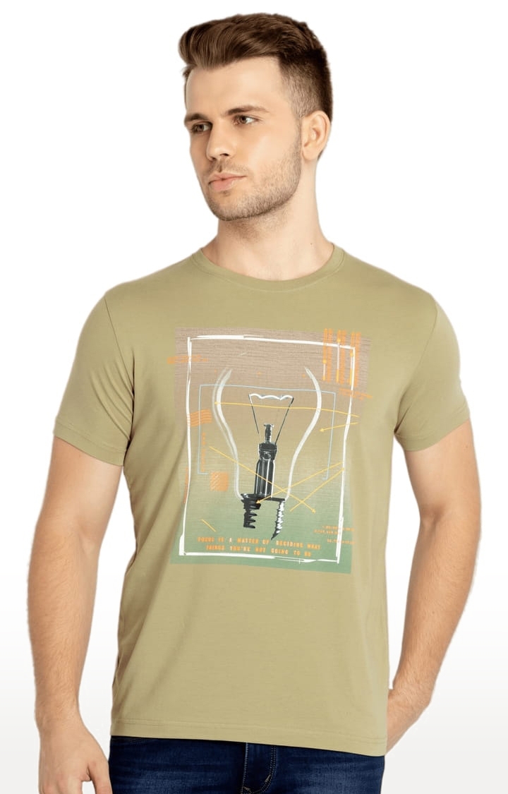 Status Quo | Men's Green Cotton Printeded Regular T-Shirt 0