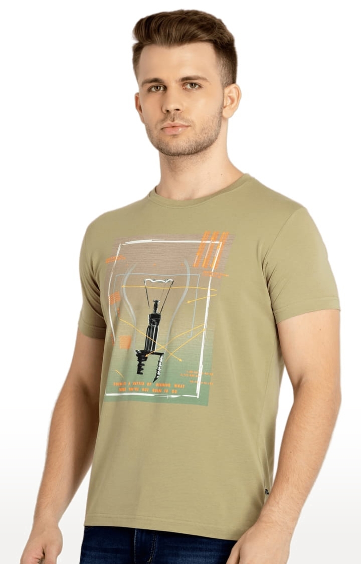 Status Quo | Men's Green Cotton Printeded Regular T-Shirt 1