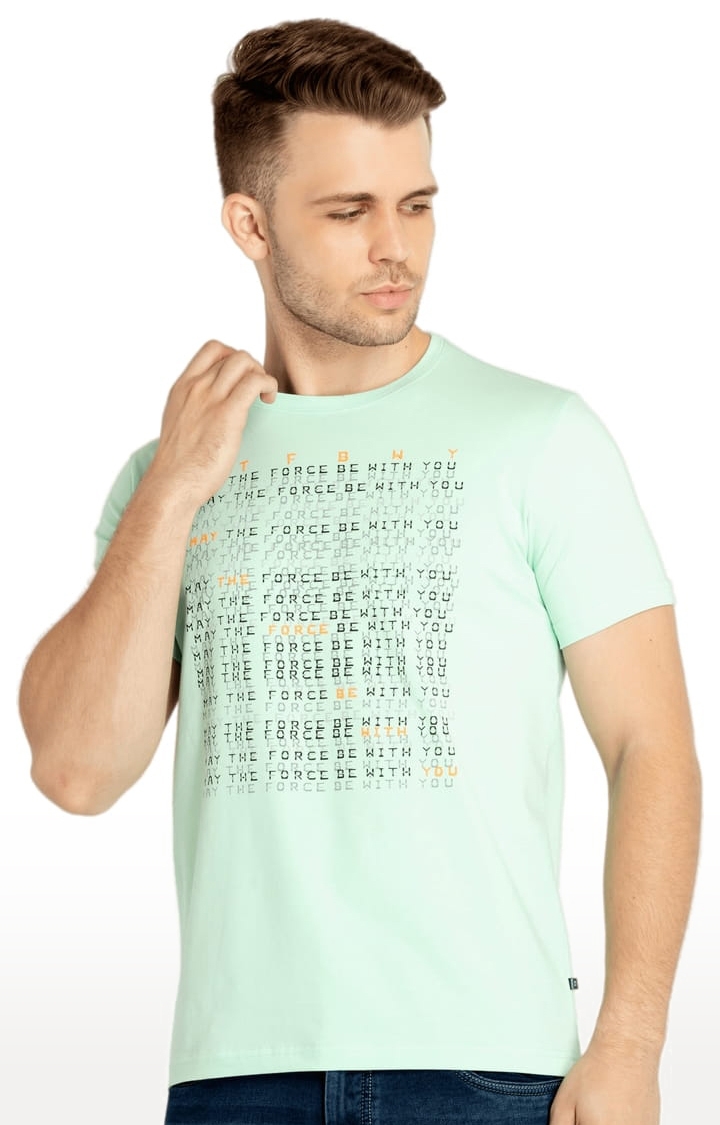 Status Quo | Men's Blue Cotton Typographic Printed Regular T-Shirt 1