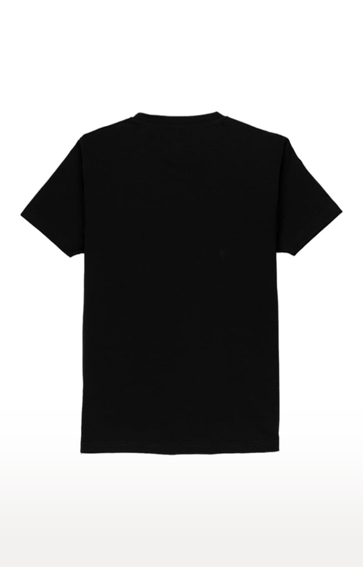 Boys Black Cotton Printeded Regular T-Shirt