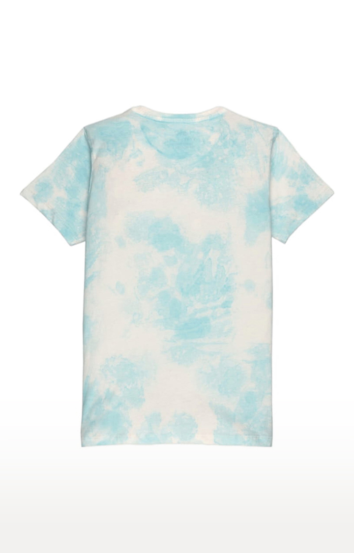 Boys Blue Cotton Typographic Printed Regular T-Shirt
