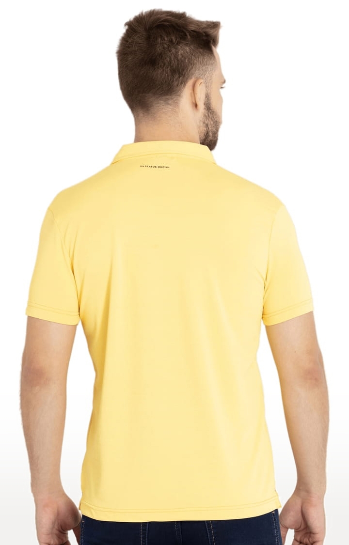 Status Quo | Men's Yellow Cotton Solid Polo T-Shirts 2