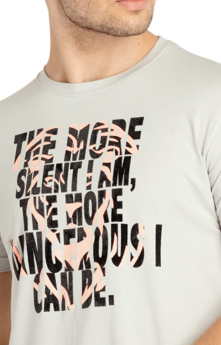 Status Quo | Men's Beige Cotton Typographic Printed Regular T-Shirt 3