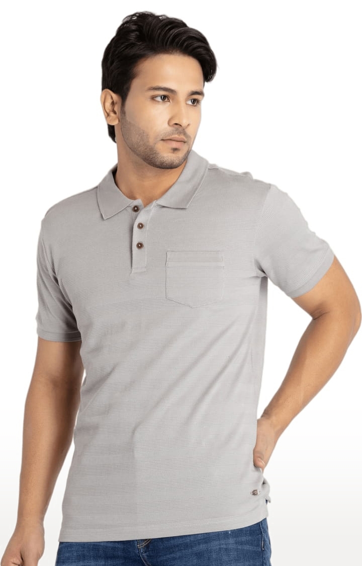 Status Quo | Men's Grey Cotton Solid Polo T-Shirts 1