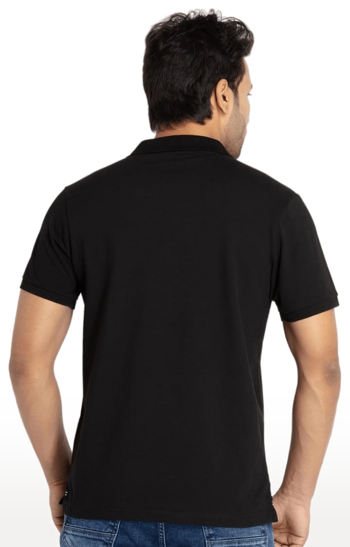 Status Quo | Men's Black Cotton Solid Polo T-Shirts 2