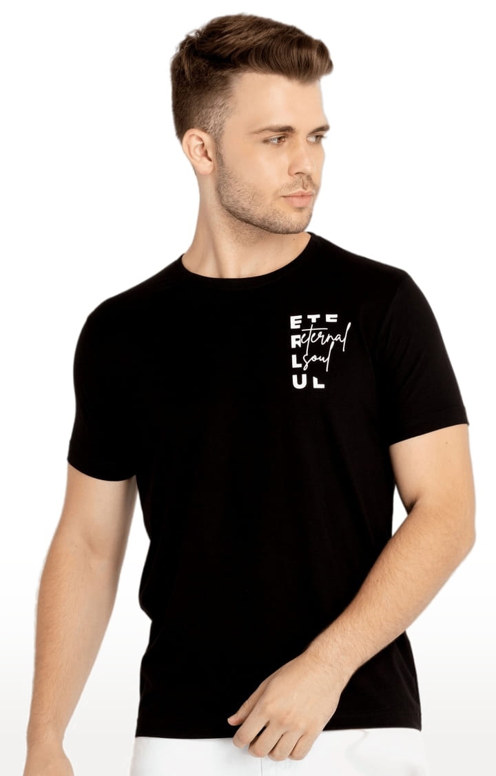 Status Quo | Men's Black Cotton Solid Regular T-Shirt 1