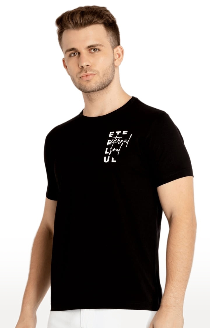 Status Quo | Men's Black Cotton Solid Regular T-Shirt 0