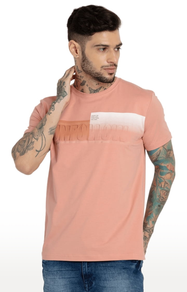 Status Quo | Men's Pink Cotton Printeded Regular T-Shirt 1
