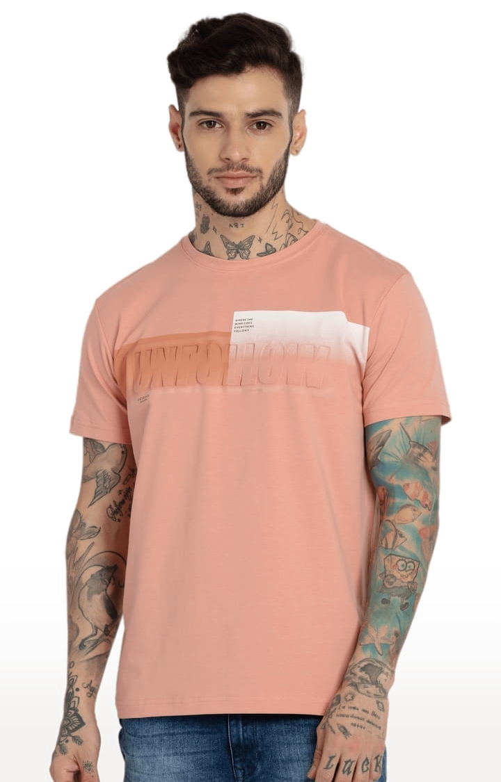Status Quo | Men's Pink Cotton Printeded Regular T-Shirt 0
